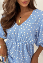 Kleid midi w Punkte Guava Weiß