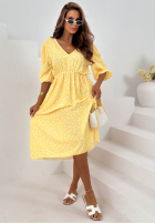 Kleid midi w Punkte Guava Weiß