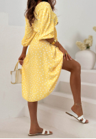 Kleid midi w Punkte Guava Weiß