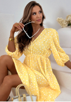 Kleid midi w Punkte Guava Weiß