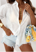 Ażurowa Hemd z bufkami Monsoon Weiß