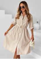 Sztruksowa koszulowa Kleid z paskiem Pure Moment Beige