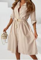 Sztruksowa koszulowa Kleid z paskiem Pure Moment Beige