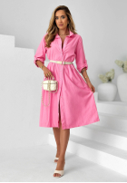 Sztruksowa koszulowa Kleid z paskiem Pure Moment Beige