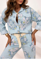 Jacke w kwiaty Olive Beige