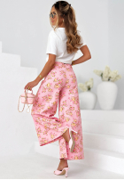 Jeans Hose wide leg w kwiaty Flower Vibes Rosa