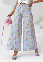 Jeans Hose wide leg w kwiaty Flower Vibes Rosa