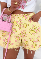 Jeans Shorts w kwiaty Sunny Flora Weiß