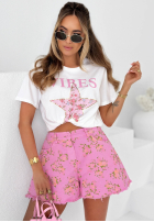 Jeans Shorts w kwiaty Sunny Flora Weiß