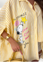 Oversizowa Hemd w paski z nadrukami Happy Life Gelb