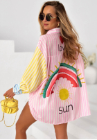 Hemd w paski z haftami Sun & Stripes różowo-Gelb