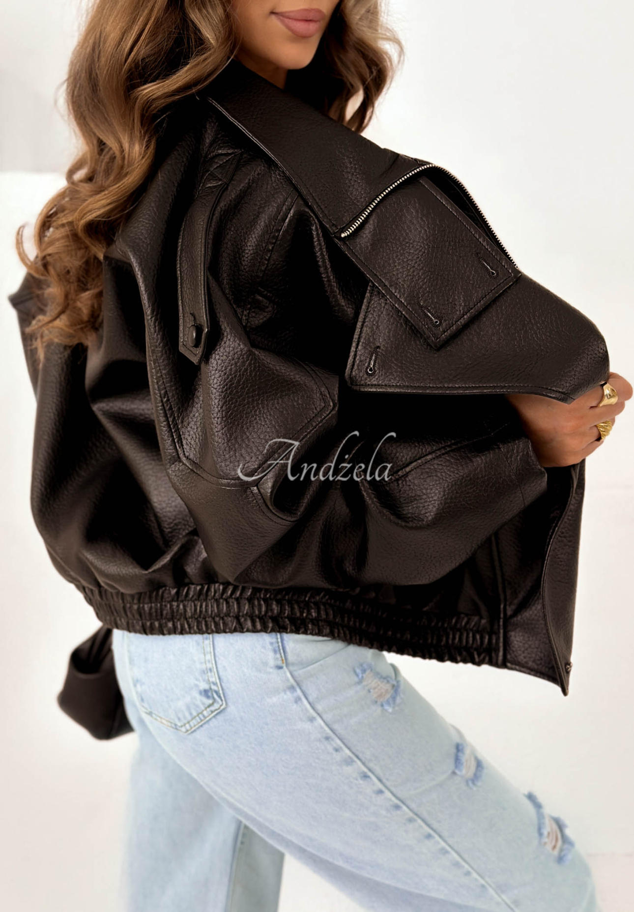 Lederjacke mit Bündchen Amber Mood Schokoladenbraun
