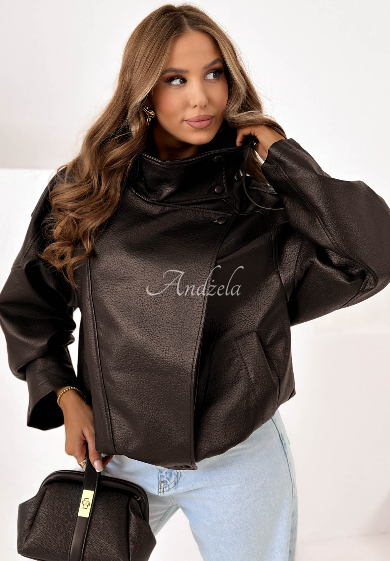 Lederjacke mit Bündchen Amber Mood Schokoladenbraun