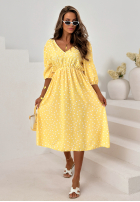 Kleid midi w Punkte Guava Weiß