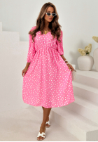 Kleid midi w Punkte Guava Weiß