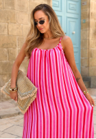 Kleid maxi na ramiączkach w paski Sunset Vibes Rosa