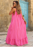 Kleid maxi na ramiączkach w paski Sunset Vibes Rosa