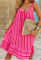Kleid mini na ramiączkach w paski Sunset Vibes Rosa