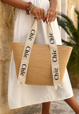 Gewebte Handtasche Chic Beige