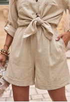 Lniana Hemd z kieszonkami Sunlit Days Beige
