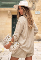 Lniana Hemd z kieszonkami Sunlit Days Beige