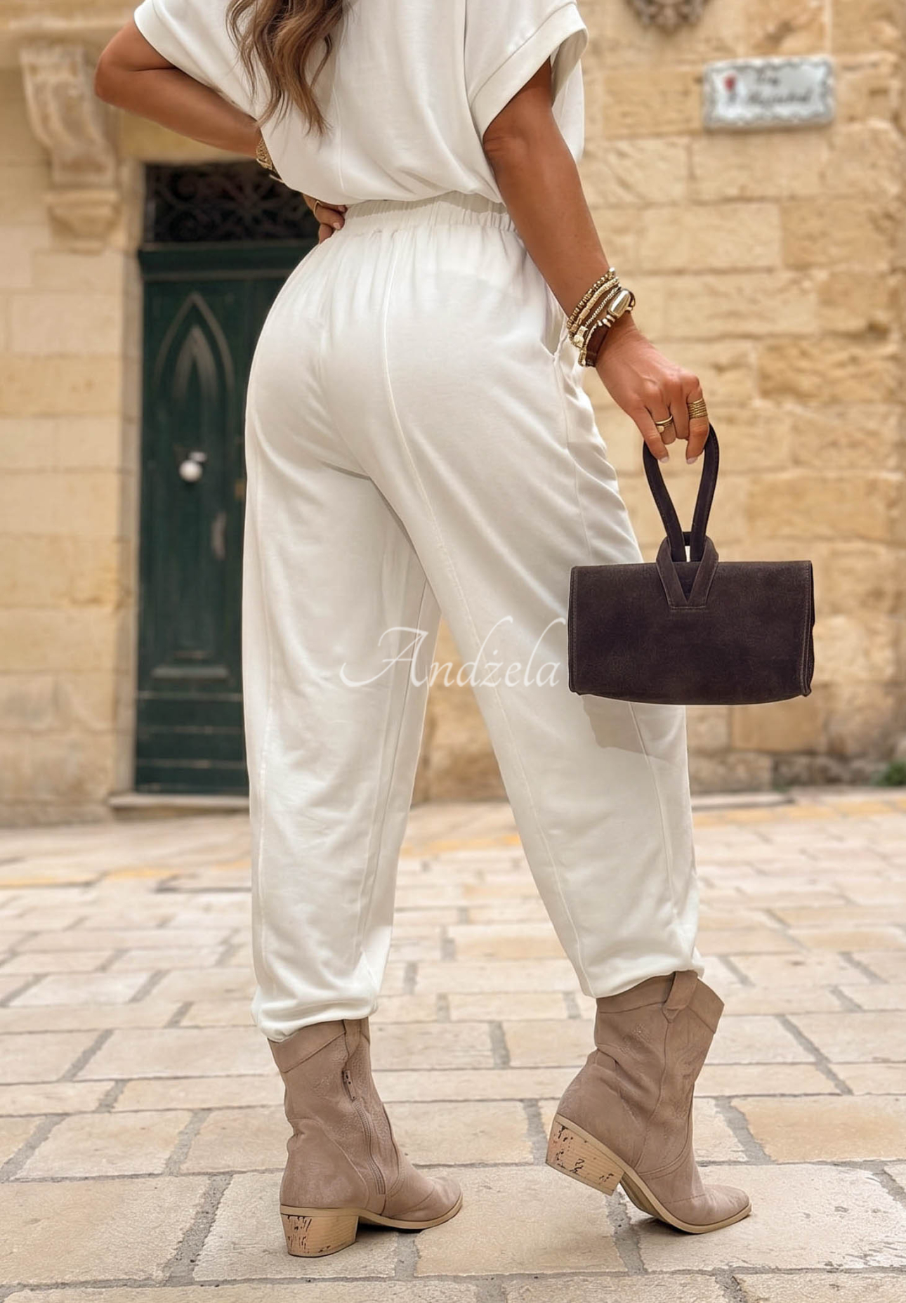 Leinen-Set Bluse und Hose City Safari Ecru
