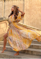 Wzorzysta Kleid maxi z szerokimi rękawami Summer Doll Pistaziengrün