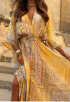 Wzorzysta Kleid maxi z szerokimi rękawami Summer Doll Pistaziengrün