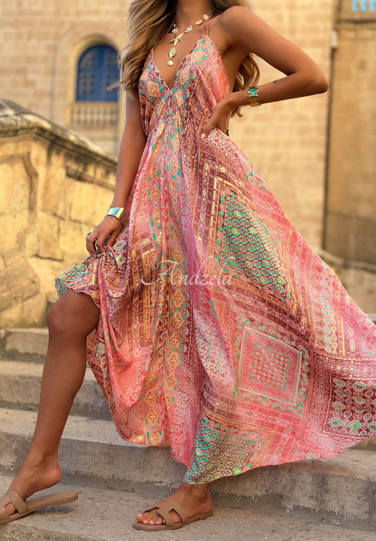 Gemustertes Maxikleid mit Trägern Sun Rituals Rosa