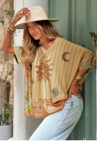 T-Shirt oversize Mit Muster Hot Sun Beige