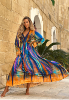 Wzorzysta Kleid maxi Sunset Ocean pomarańczowo-Dunkelblau