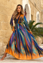 Wzorzysta Kleid maxi Sunset Ocean pomarańczowo-Dunkelblau