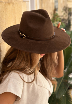 Wildlederhut mit Riemen Tropical Dreamer Schokoladenbraun