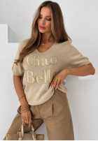 Pullover na krótki rękaw z nadrukiem Ciao Bella Ecru