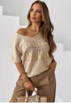 Pullover na krótki rękaw z nadrukiem Ciao Bella Ecru
