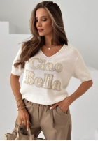 Pullover na krótki rękaw z nadrukiem Ciao Bella Ecru