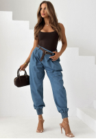 Material Hose joggery z paskiem Sea Free Hellblau