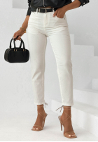 Hose Jeans mom fit z paskiem Time Passes Ecru