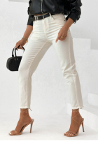 Hose Jeans mom fit z paskiem Time Passes Ecru