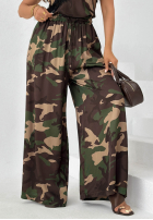 Wiskozowe Hose wide leg moro Fancy Cover Khaki