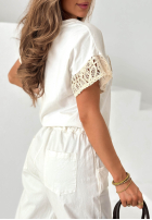 T-Shirt z koronką Lacy Heart Weiß