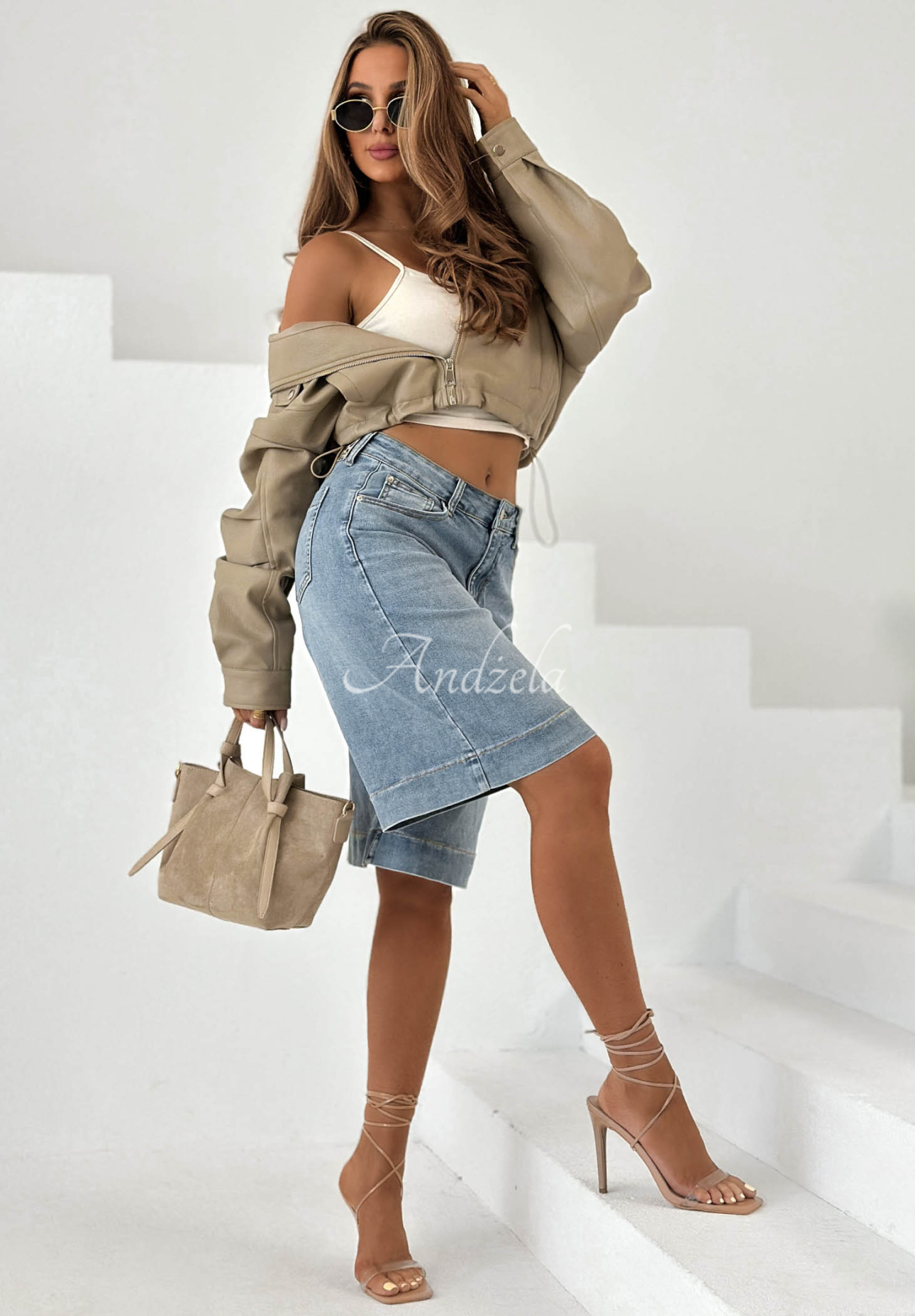 Jeans-Bermudas mit Gürtel Just Denim Blau