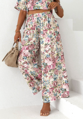 Viskosehose wide leg Flora Amora Beige