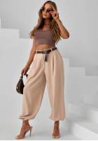 Eleganckie Hose joggery z paskiem Desert City Beige