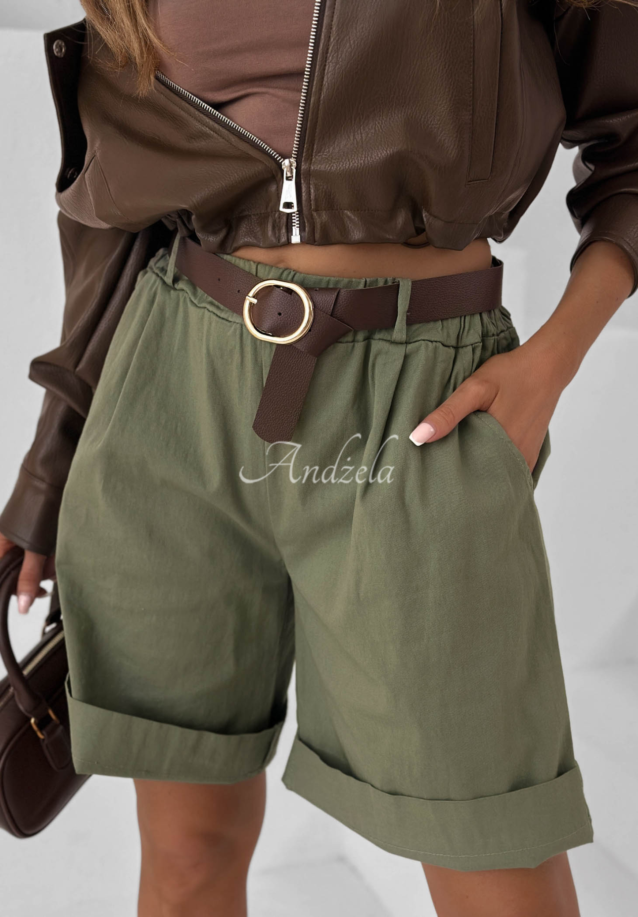 Baumwollshorts mit Gürtel Sun Honey Khaki