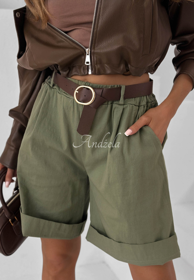 Baumwollshorts mit G&uuml;rtel Sun Honey Khaki