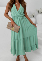 Kleid maxi na ramiączkach z falbankami Sunwave Fuchsia