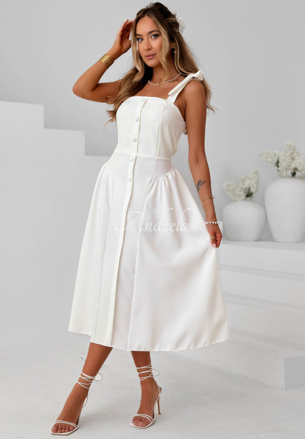 Midikleid mit Bindeb&auml;ndern Sunset Aura Wei&szlig;