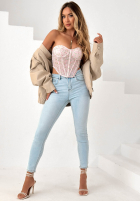 Gorsetowy top na ramiączkach Sweet Me Puderrosa