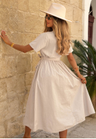 Kleid z krótkimi rękawkami i paskiem Suncharm Khaki